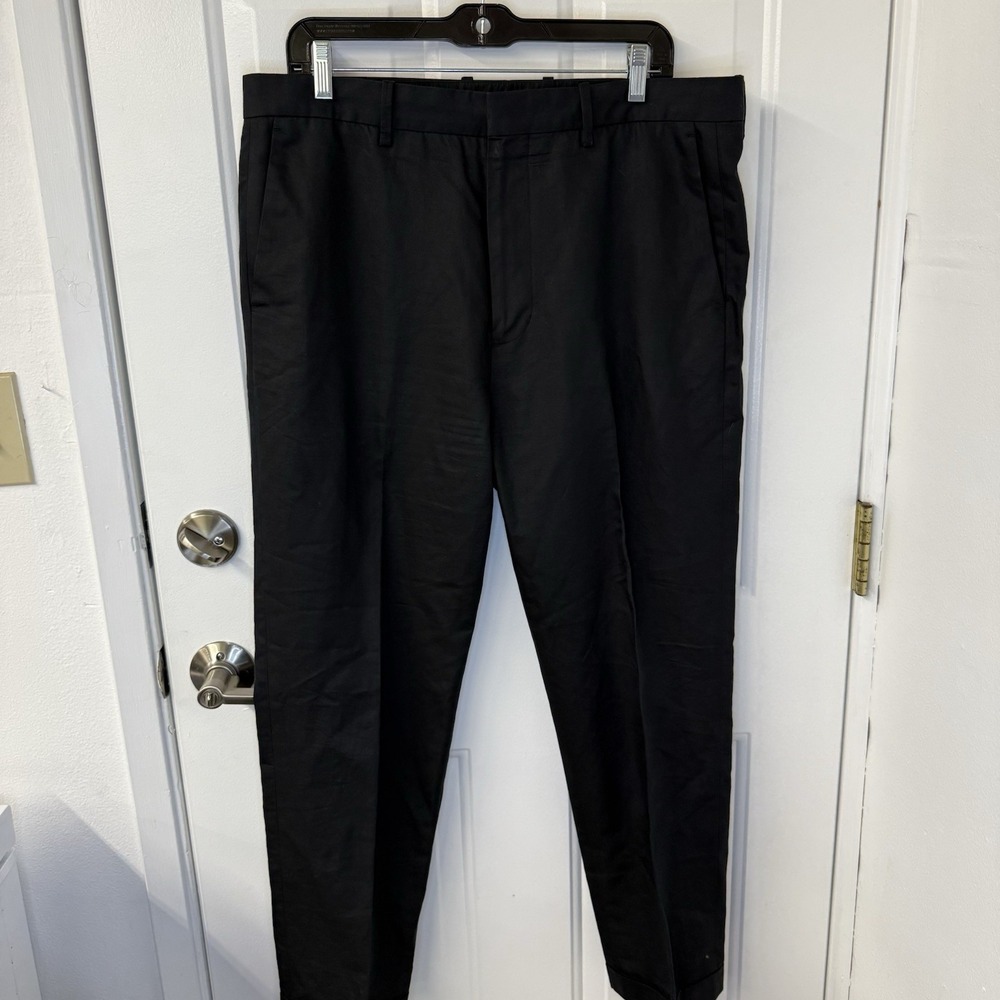 Vince Black Tapered Cuffed‎ Pants Chino Flat Front Zip Men's Preppy Work Size 34